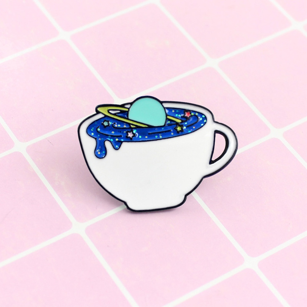 YOML✔Creative Unisex Space Coffee Cup Enamel Brooch Pin Bag Cap Jacket Badge Jewelry