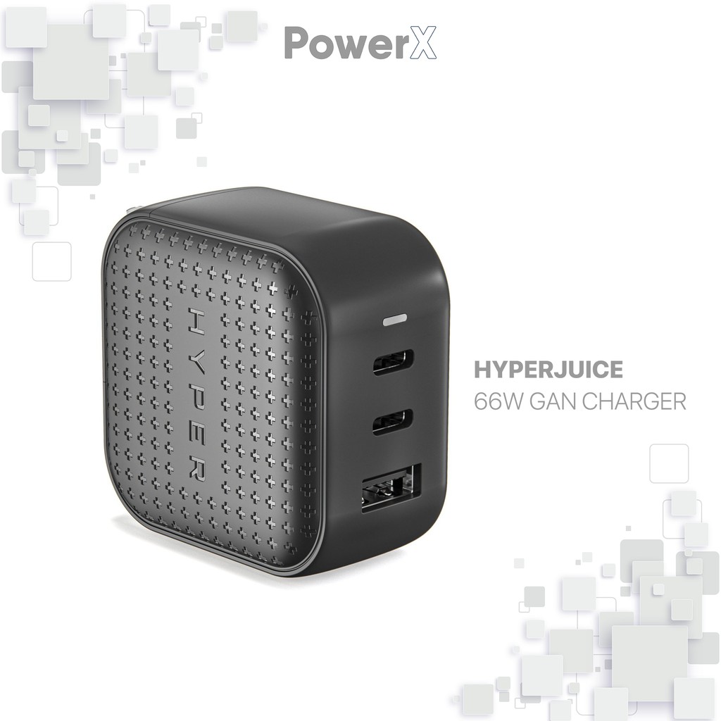 Sạc đa năng HYPERJUICE 66W GAN CHARGER (2C1A) 3 cổng NHỎ NHẤT THẾ GIỚI