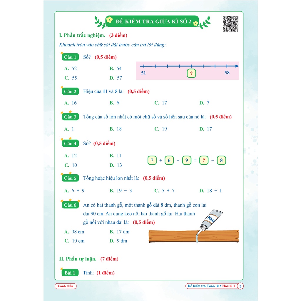 Sách Combo Đề Kiểm Tra Toán, Tiếng Việt Lớp 2 - Cánh Diều - BẢN QUYỀN