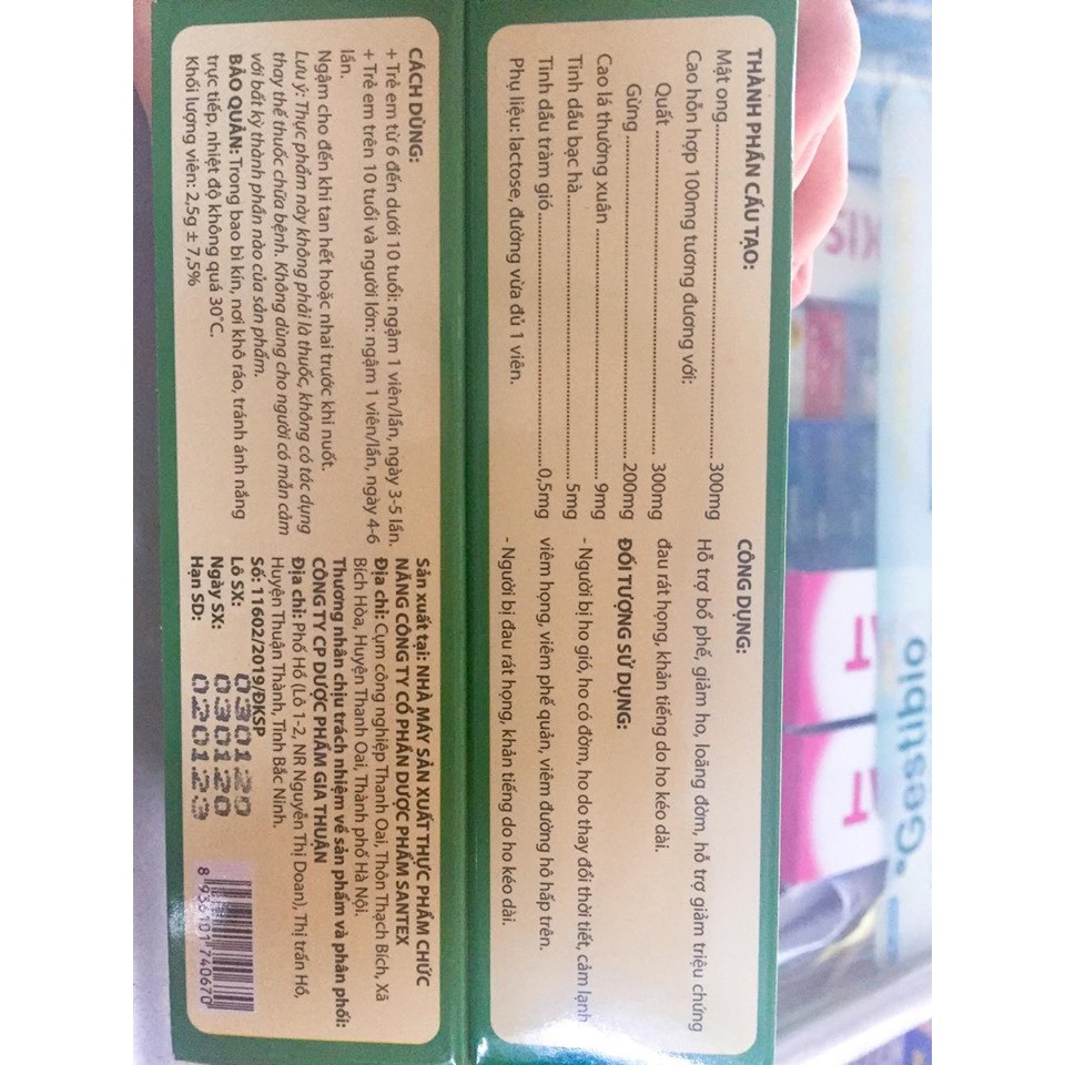 VIÊN NGẬM HO QUẤT GỪNG MẬT ONG🐝🐝🐝