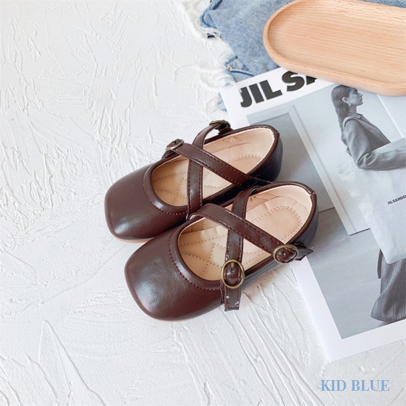 Giày Búp Bê Da Đế Mềm Phong Cách Retro Cho Bé Gái