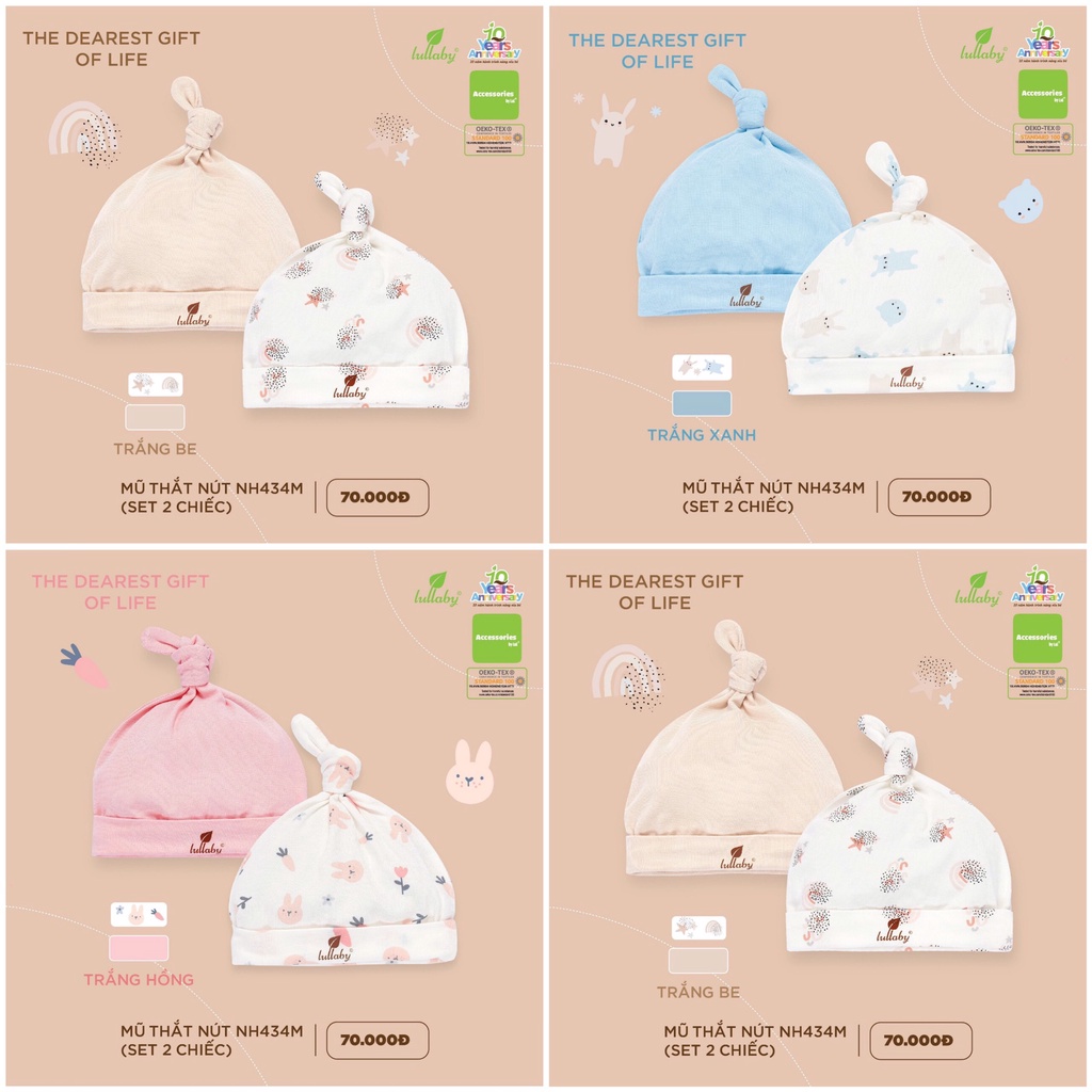 [CHÍNH HÃNG] Mũ thắt chất liệu cotton cao cấp Lullaby