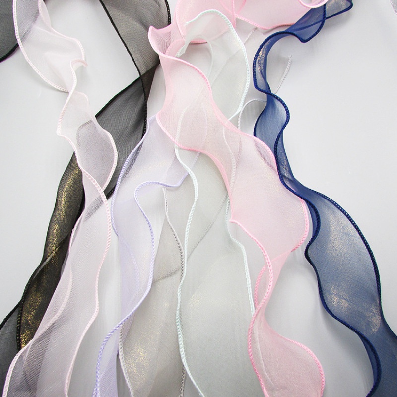 Cuộn dây ruy băng lưới gợn sóng trang trí quần áo DIY