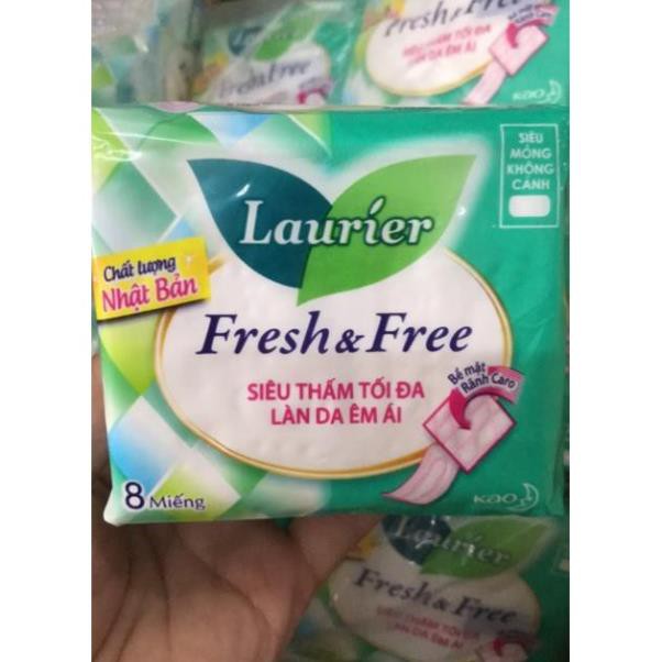 Băng vệ sinh Laurier Fresh &amp; Free 8 miếng siêu mỏng không cánh