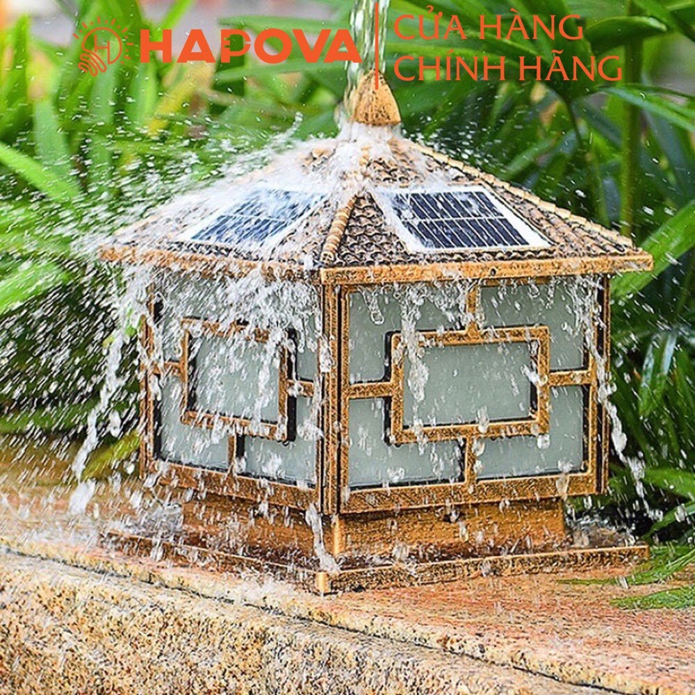 Đèn trụ cổng năng lượng mặt trời đèn trang trí sân vườn cỡ 300mm HAPOVA TC 7001