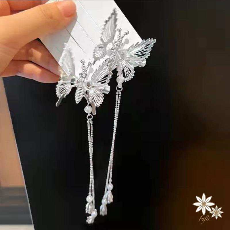 【Kifli】Kẹp tóc nữ hình bướm phối tua rua nhỏ gọn thời trang Hàn Quốc 2022