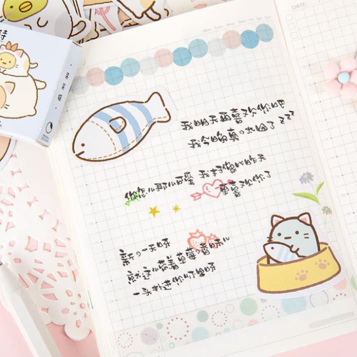 Bộ 46 Sticker Mèo Mập Hàn Quốc dán trang trí E48