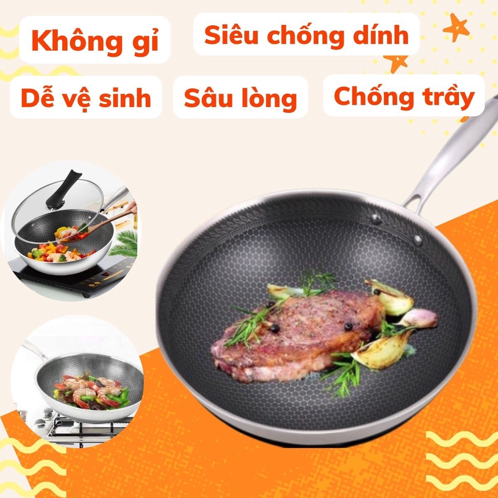 Chảo Chống Dính Đa Năng Sâu Lòng Vân Lưới Tổ Ong Cao Cấp Giúp Nấu Ăn Ngon Giữ Nhiệt Lâu Giúp Thức Ăn Cho Bé Luôn Ấm