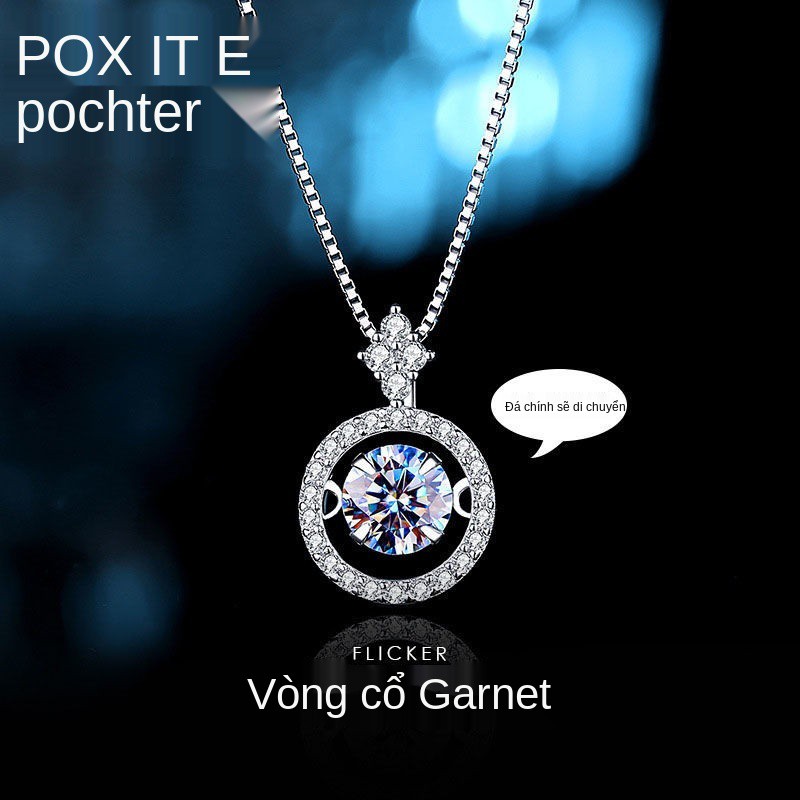 Vòng cổ Moissanite Ngọt ngào mát mẻ Cô gái cá tính thời thượng Sterling Silver Light Sang trọng Niche Dây chuyền