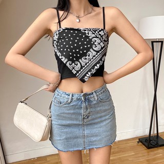 Áo croptop dây giả khăn