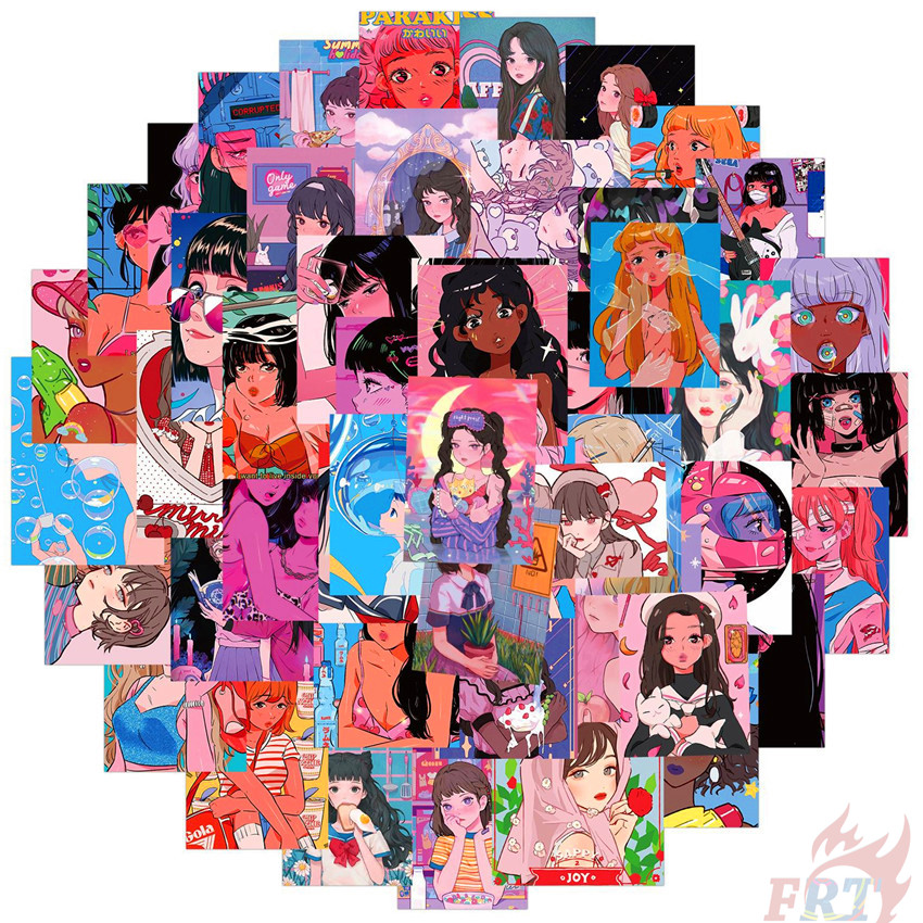 Set 50 hình dán họa tiết những cô gái xinh đẹp Pop Journal Girl - Series 01 Illustration Beauty