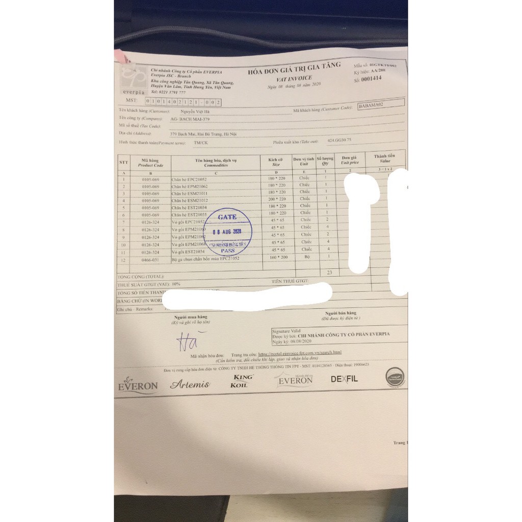 Vỏ gối nằm EVERON EST 21034