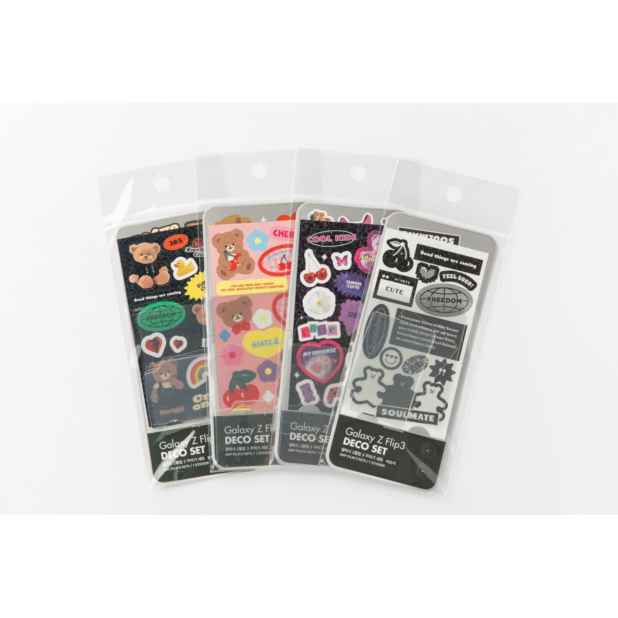 Set Sticker ARTBOX Hàn Quốc Họa Tiết Cherry Và Gấu Trang Trí Điện Thoại Z Flip 3