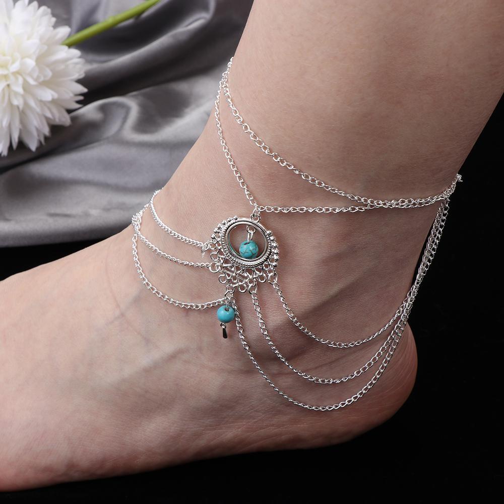 Lắc Chân Đính Đá Ngọc Lam Phong Cách Dân Tộc Mới|Chân Vịt Chất Lượng Cao Chuyên Dùng