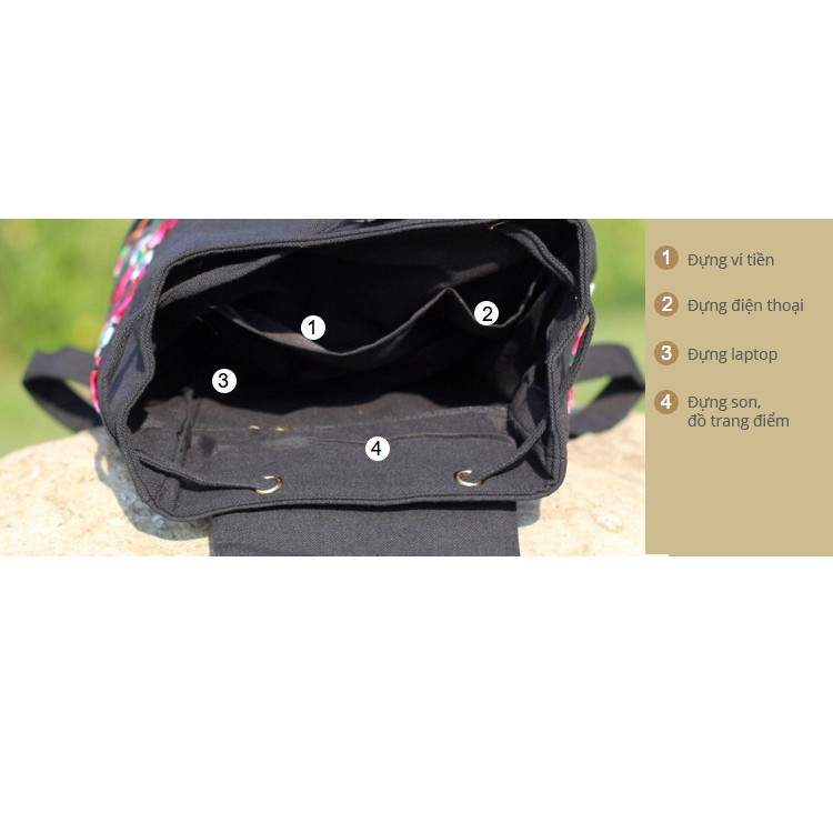 Balo laptop vải thêu tay nổi bật với tua rua - T04BL11030