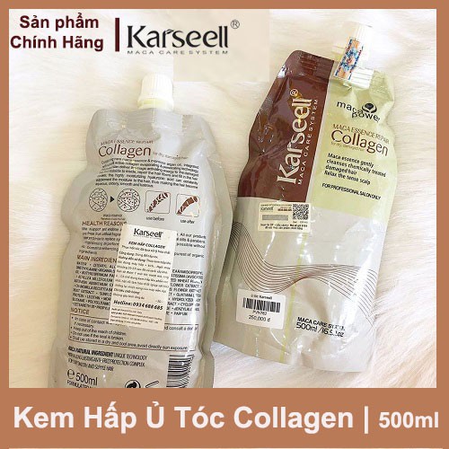 [ TOP BÁN CHẠY ] Ủ tóc Collagen - kem ủ tóc Karseell siêu mềm mượt dạng túi ủ tóc Collagen 500ml