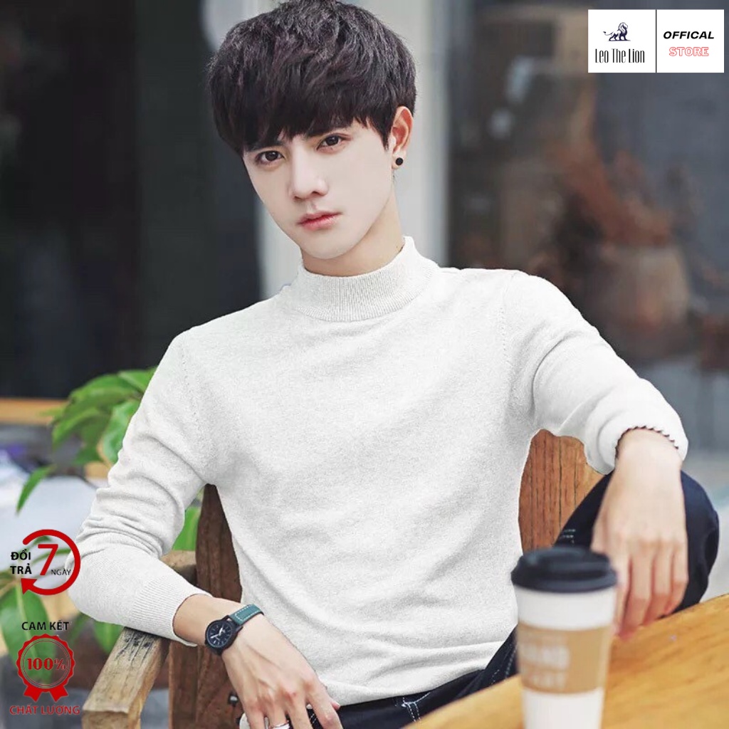 Áo len nam mỏng cổ 3cm, chất len dệt mịn kiểu dán Hàn Quốc, ấm áp