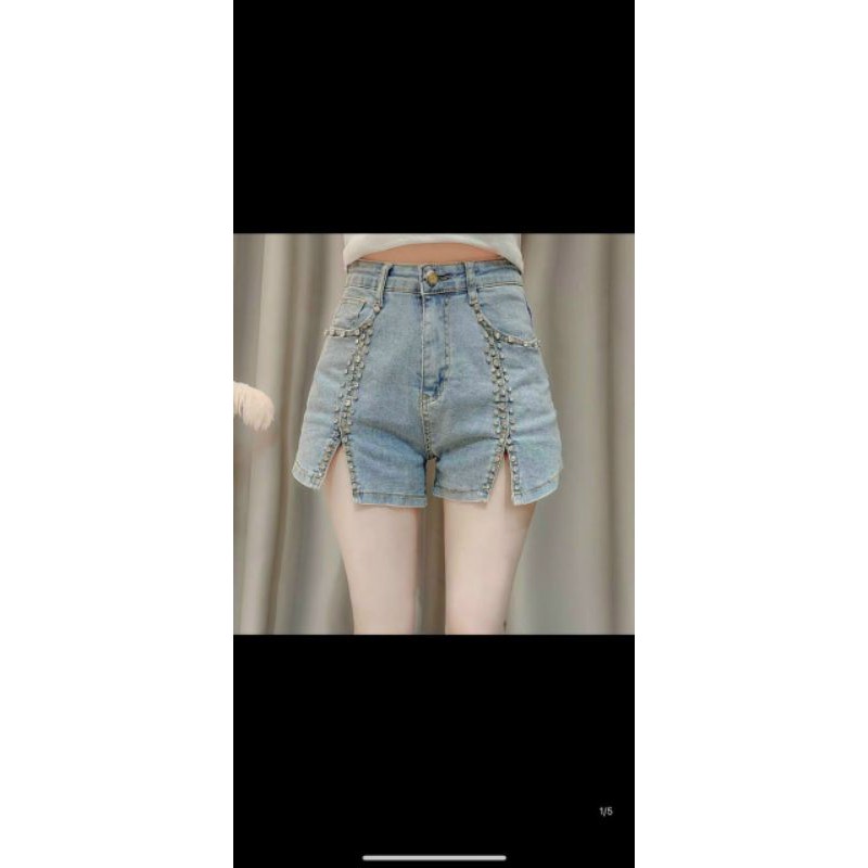 Quần short jeans đính đá siêu cấp