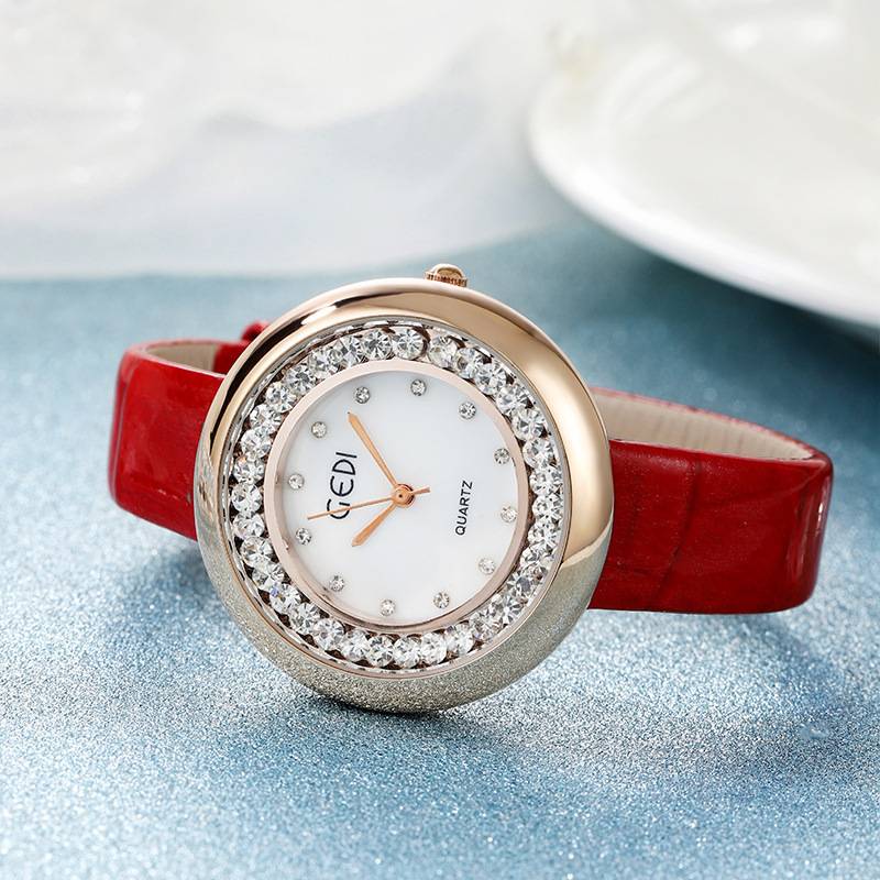 Đồng hồ nữ GEDI 2652 mặt số kim cương dây da thời trang xu hướng cổ điển