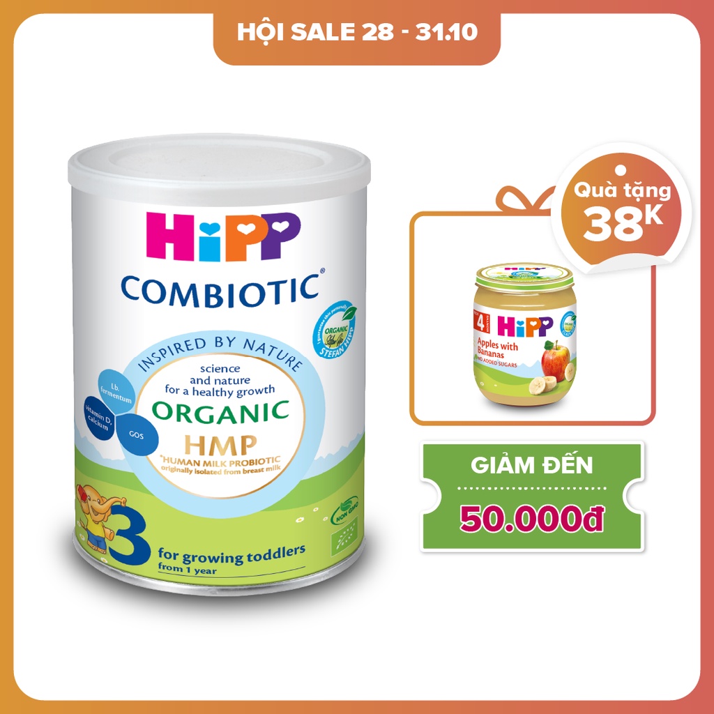 [Mã LT50 giảm 50k đơn 250k] Sữa bột công thức HiPP 3 Organic Combiotic 350g