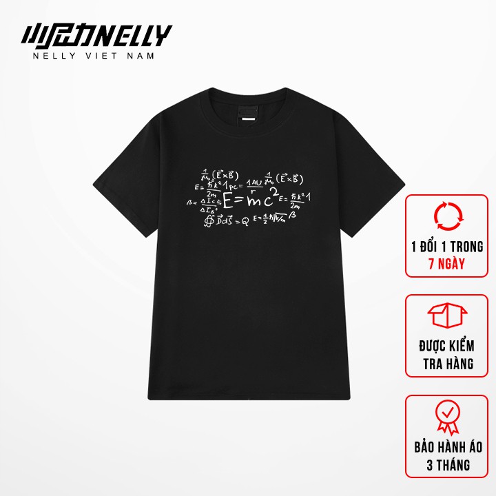 Áo phông tay lỡ NELLY dáng rộng in hình e=mc2 mã N0189