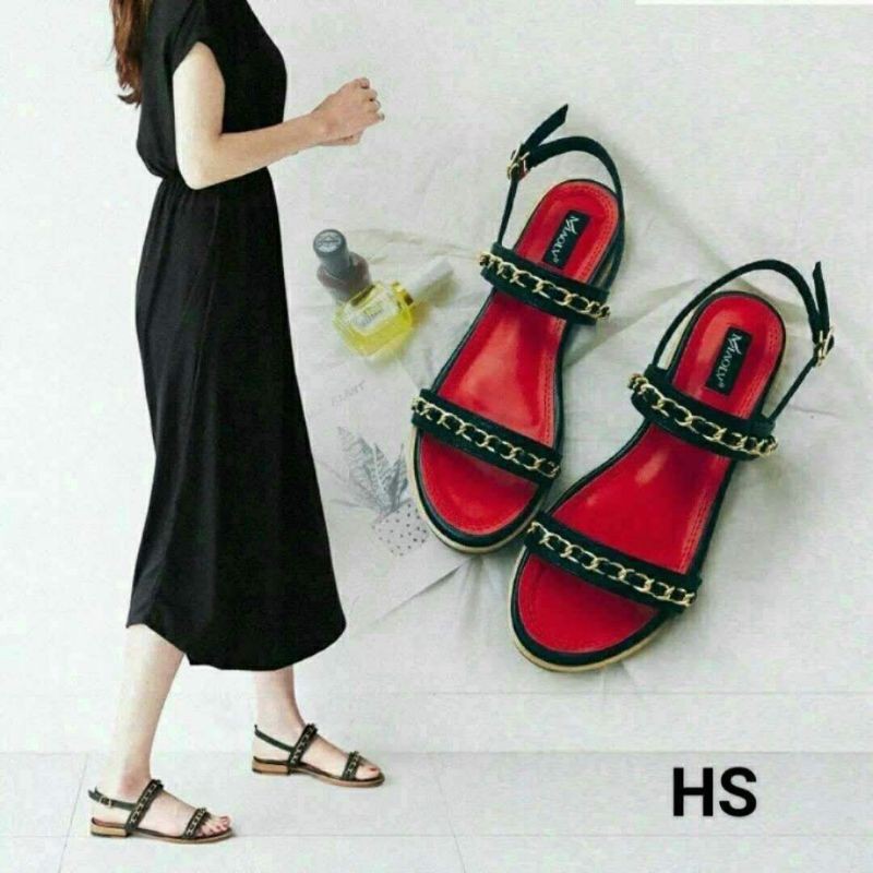 giày sandal nữ phom dáng điệu đà, đế xẹp