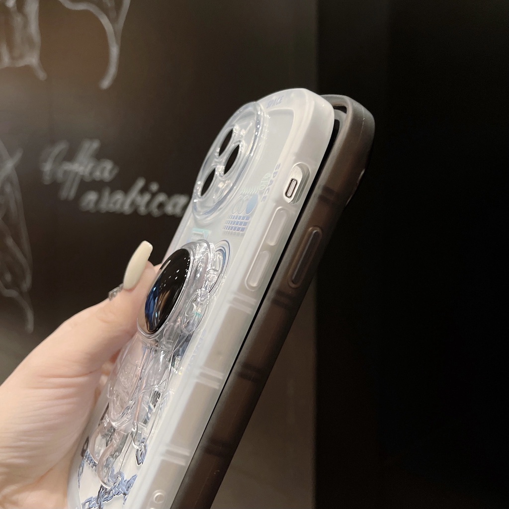 Ốp Điện Thoại Tpu Dẻo Họa Tiết Phi Hành Gia Kèm Giá Đỡ Thời Trang Cho iPhone 13 12 mini 11 Pro xs max xr 7 / 8plus