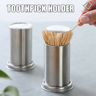 FCD☆ Stainless Steel Toothpick Holder Stash Pressing Type Toothpick Dispenser