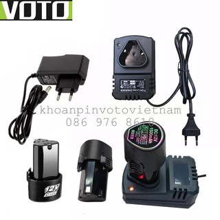 Sạc pin 12v VOTO dùng cho máy khoan pin bắt vít 12v pin tam giác (cốc sạc, sạc cắm)