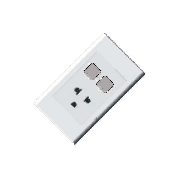 Mặt 1 ổ cắm 3 chấu + 2 lỗ LiOA [CHÍNH HÃNG], Nhựa TRẮNG - Tiếp điểm ĐỒNG
