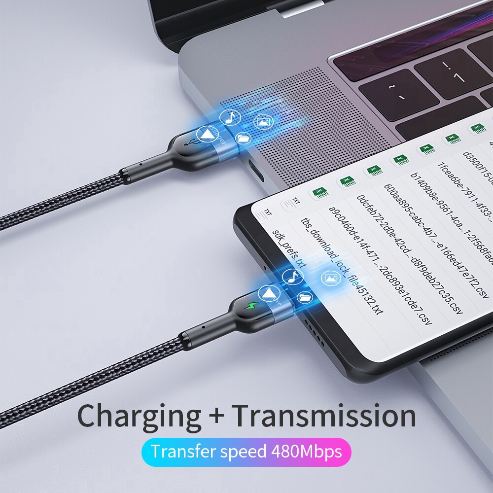 Cáp sạc Essager có đèn LED 0.5m giao diện micro USB hỗ trợ sạc nhanh cho điện thoại Android