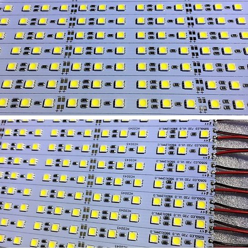 Combo 5 Cây Led Thanh Nhôm 12V dài 1 mét 5050 Màu Trắng - Vàng, Hàng Chất Lượng