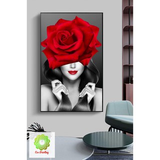 Tranh treo tường 3D Canvas cao cấp - "Phụ nữ kết hợp nghệ thuật" ,khổ chuẩn 3:2,tranh phòng khách,phòng ngủ hiện đại