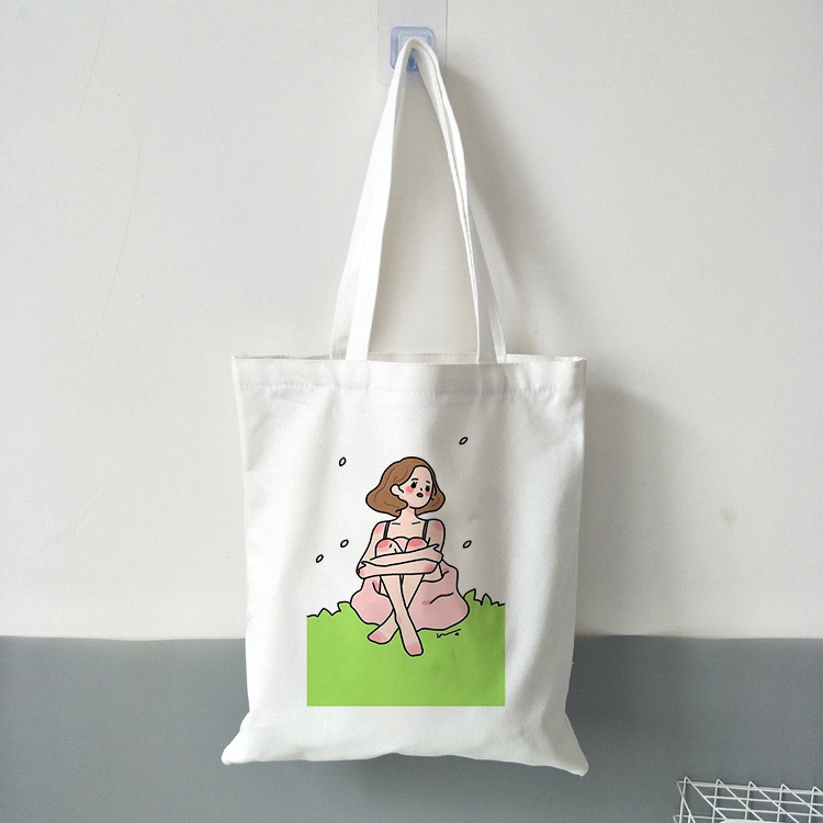 Túi tote chất liệu vải canvas in hình hoạt hình tiện dụng cho nữ