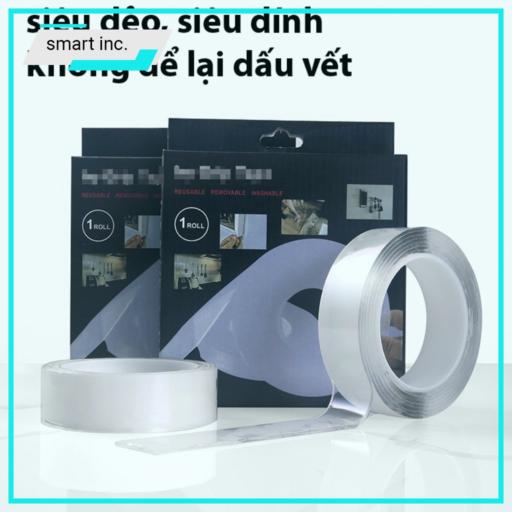 Băng Keo 2 Mặt 3m Silicon Keo Hai Mặt Dán Đồ Chắc Tái Sử Dụng Chịu Lực Nặng Trong Suốt