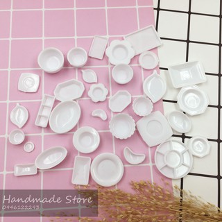 Set 33 bát đĩa trắng mini