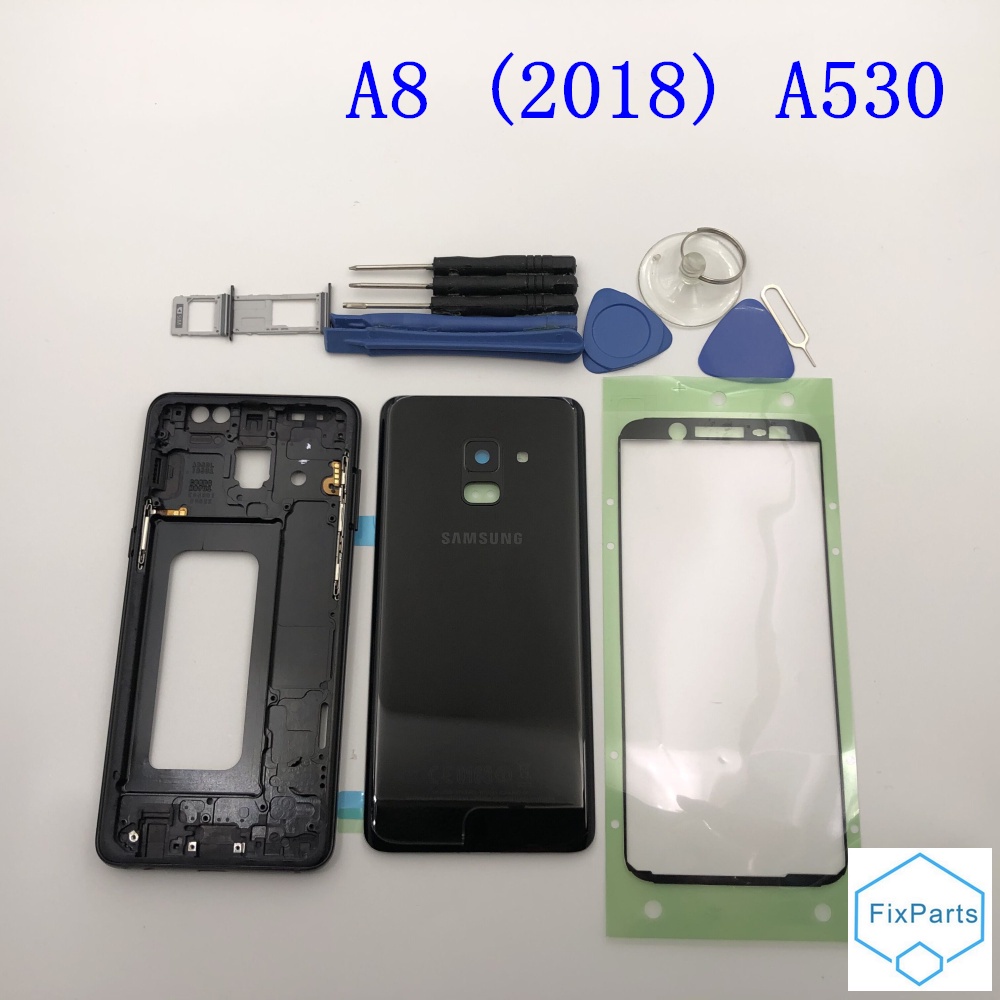 Ốp Điện Thoại Mặt Kính Viền Giữa Cho Samsung Galaxy A8 2018 SM-A530F/DS A8 Plus A730 A530 A730F