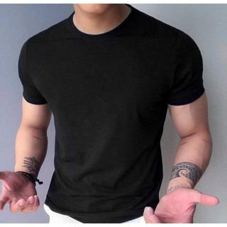 Áo thun nam cổ tròn  ngắn tay chất vải cotton co giãn 4 chiều MÀU ĐEN