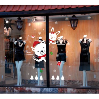Decal dán tường Noel - Thú Cưng Trắng chào lễ