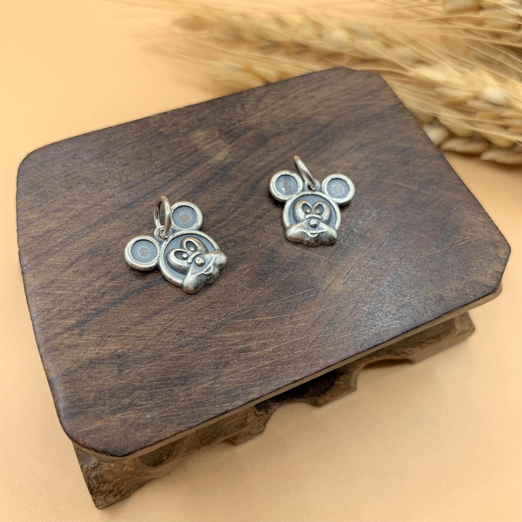 Charm móc treo chuột Mickey bạc cổ - Charm Bạc 925 - Mã CA655