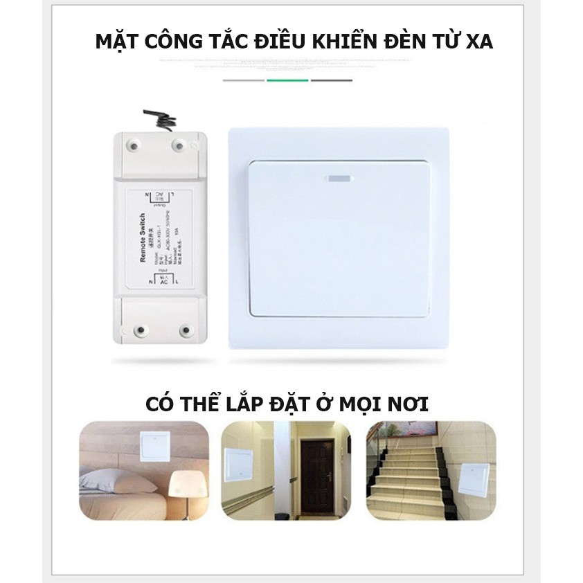Công tắc điều khiển từ xa không dây gắn tường phát sóng RF 433MHz bản Cao Cấp