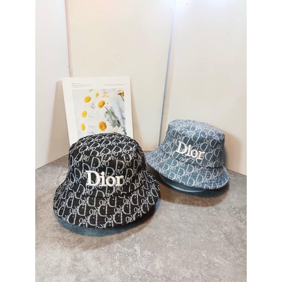 Nón thời trang, mũ bucket vành tròn DIOR vải JEAN chuẩn thời trang hàng hiệu (Ảnh thật)