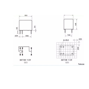 Rơ le 6 chân 3A 2 cặp cực HK4100F Huike relay hK4100F-DC5V-SHG hK4100F-DC12V-SHG 5V 12V 24V SHG hK4100F-DC24V-SHG