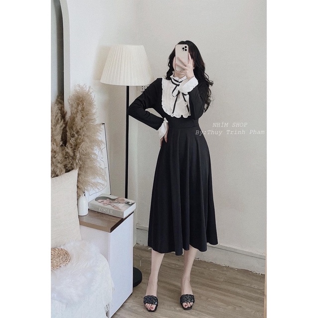 [Hàng chuẩn] Váy Cổ Nơ Viền Bèo Dáng Xoè, Đầm Umi Dáng Xoè Siêu Xinh Có Ảnh Thật Kèm Video | BigBuy360 - bigbuy360.vn