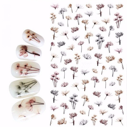 Nail Sticker Mẫu Hoa Lá Cành Mới Dán Móng Tay 3D Flower