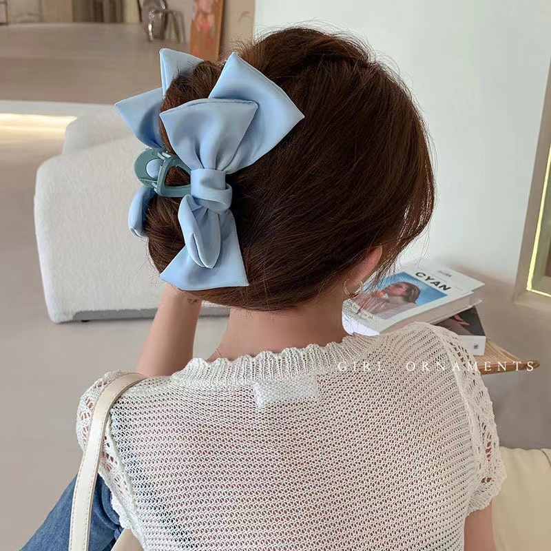 iF YOU Kẹp tóc   vải satin kiểu nơ phong cách cổ điển thanh lịch cho nữ