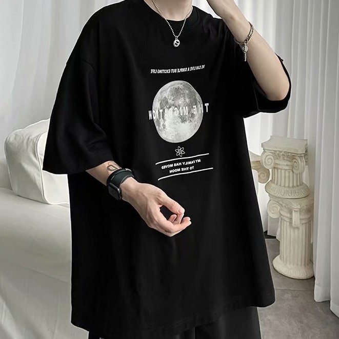 Áo Thun Tay Lỡ Cổ Tròn Dáng Rộng Thời Trang Cho Cặp Đôi Size M-5XL