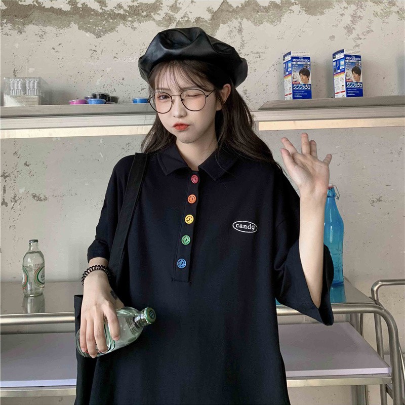 Mặc gì đẹp: Năng động với Áo polo tay ngắn dáng rộng phong cách Hàn Quốc có size lớn 2XL thoải mái đáng yêu cho nữ