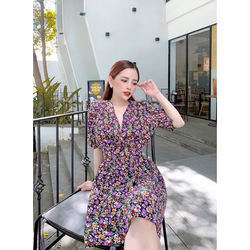 Váy Nữ 💖FREESHIP💖 Đầm Tay Ngắn Cổ Tim Họa Tiết Hoa Cúc Thời Trang | BigBuy360 - bigbuy360.vn