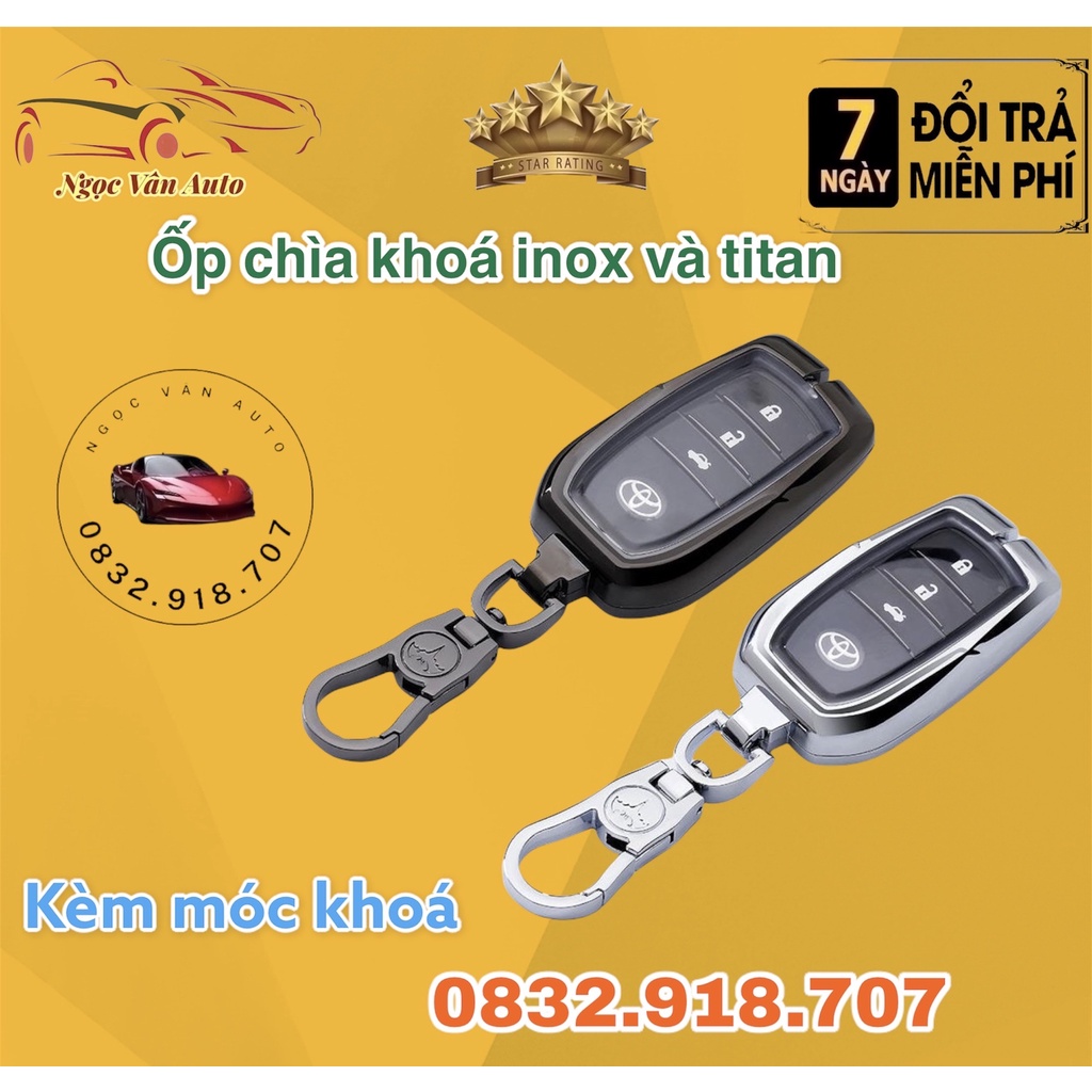 ốp chìa khóa inox Toyota Fortuner + innova 17-20, Hilux + Camry 15-18 Prado...